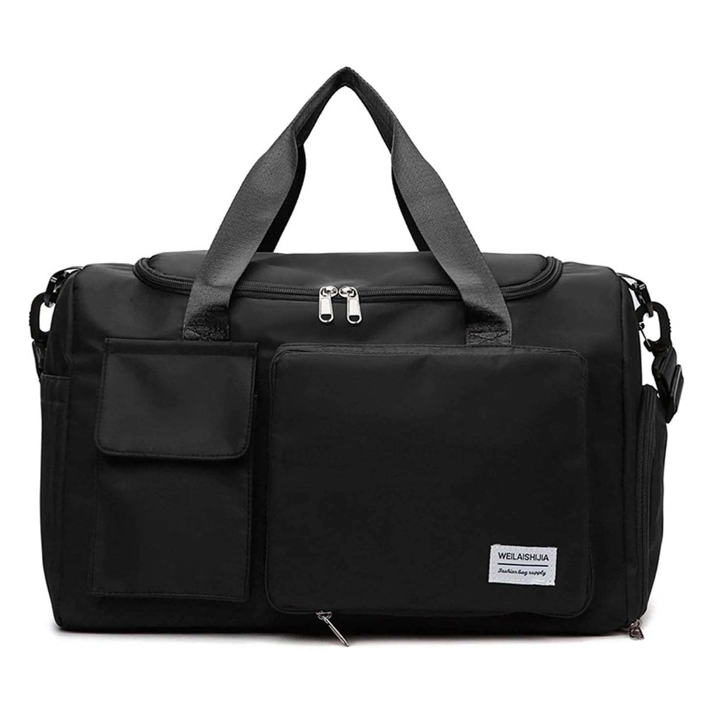 Travel Duffel Bag with Shoes Compartment Sports Gym Bag for Men and Women, Weekender Bag Training Handbag Yoga Bag - Black