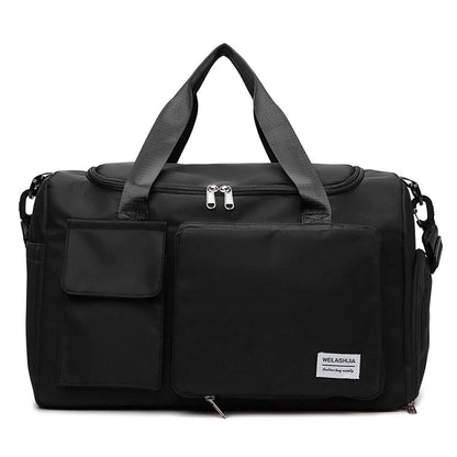 Travel Duffel Bag with Shoes Compartment Sports Gym Bag for Men and Women, Weekender Bag Training Handbag Yoga Bag - Black