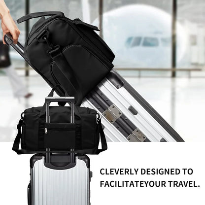 Travel Duffel Bag with Shoes Compartment Sports Gym Bag for Men and Women, Weekender Bag Training Handbag Yoga Bag - Black